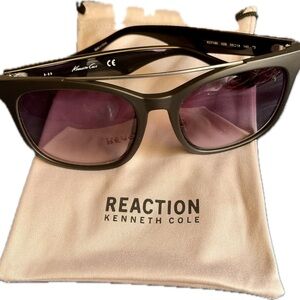 NWT Kenneth Cole Women's Black Frame with Purple Lenses TOP BAR EASILY REMOVED!!